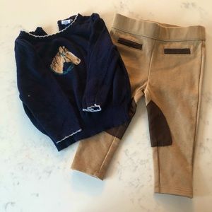 Janie and Jack Equestrian Outfit-Sweater and Pants